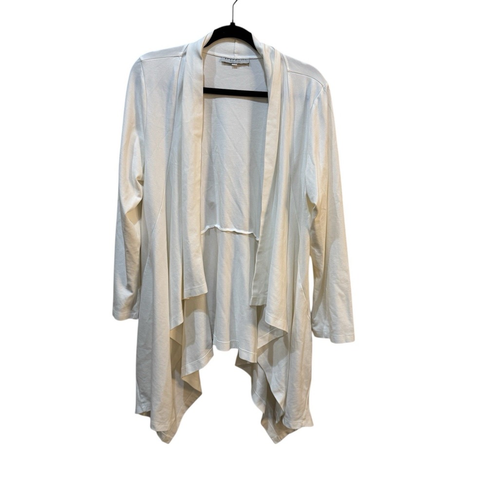 Bryn Walker White jersey waterfall drape open cardigan jacket topper Size Medium